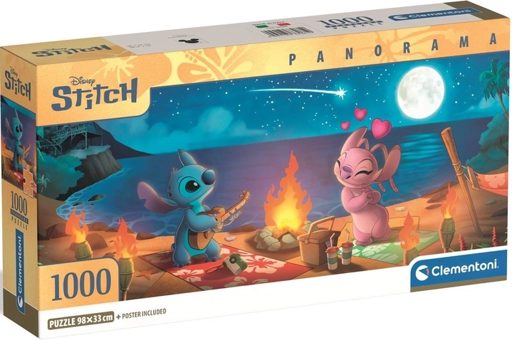 Πανοραμικό παζλ Lilo & Stitch – νυχτερινή κατασκήνωση γύρω από τη φωτιά 1000 κομμάτια