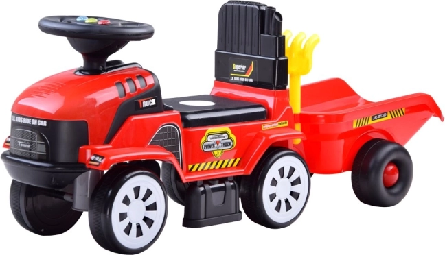Παιδικό όχημα ώθησης (ride-on) τρακτέρ με τρέιλερ και μελωδίες – Κόκκινο
