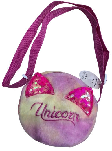 Στρογγυλή παιδική τσάντα Unicorn με παγιετέ αυτιά
