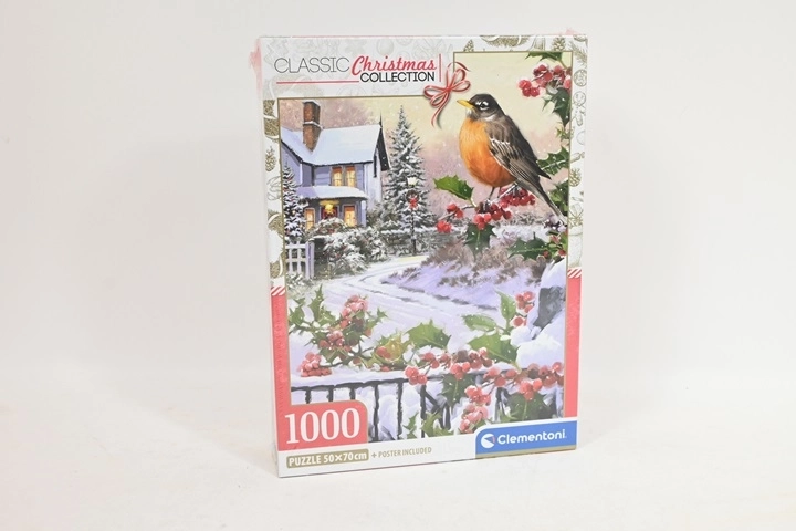 Παζλ Clementoni Christmas Collection κοκκινολαίμης και αρκουδοπούρναρο 1000 κομμάτια