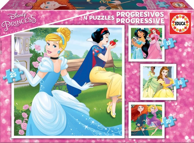 Educa παζλ Disney πριγκίπισσες 4σε1 για παιδιά (12–25 κομμάτια)
