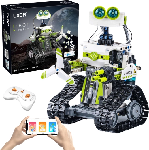 Σετ κατασκευής CaDA I.BOT Code Robot RC με LED, προγραμματισμό και διπλό χειρισμό, 434 κομμάτια