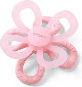 BabyOno σιλικονούχο μασητικό Flower ροζ