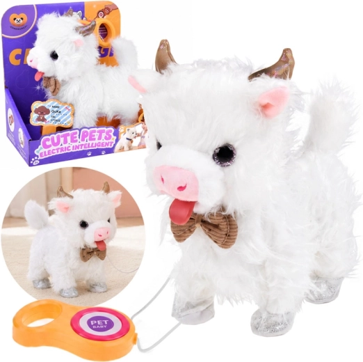 Διαδραστική λευκή αγελαδίτσα με λουρί – περπατά, τραγουδά και κουνά το κεφάλι