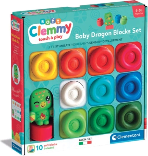 Μαλακά δομικά τουβλάκια SOFT CLEMMY 10 τεμ. με φιγούρα δράκου