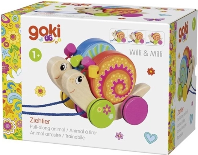 Goki ξύλινο παιχνιδάκι έλξης σαλιγκάρια Willi και Milli
