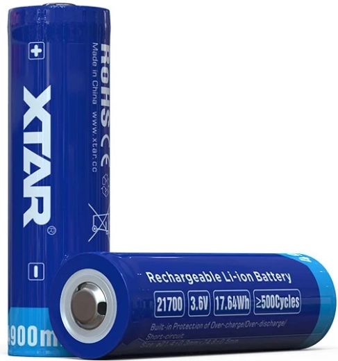 XTAR Li-ion επαναφορτιζόμενη μπαταρία 21700 3,7 V 4900 mAh με προστασία - 1 τεμάχιο