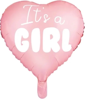 Μπαλόνι αλουμινίου It's a Girl ροζ καρδιά 45 cm