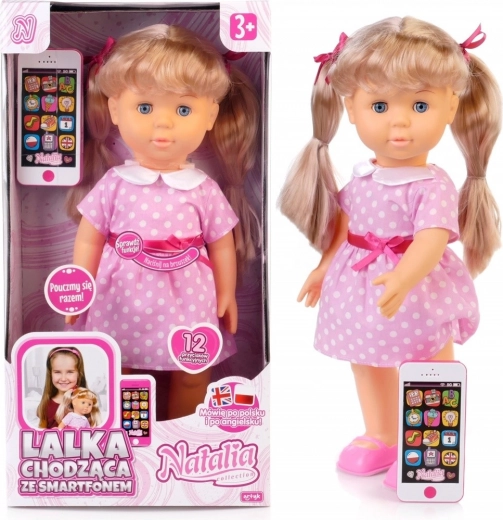 Περπατούσα κούκλα NATALIA με smartphone 41 cm