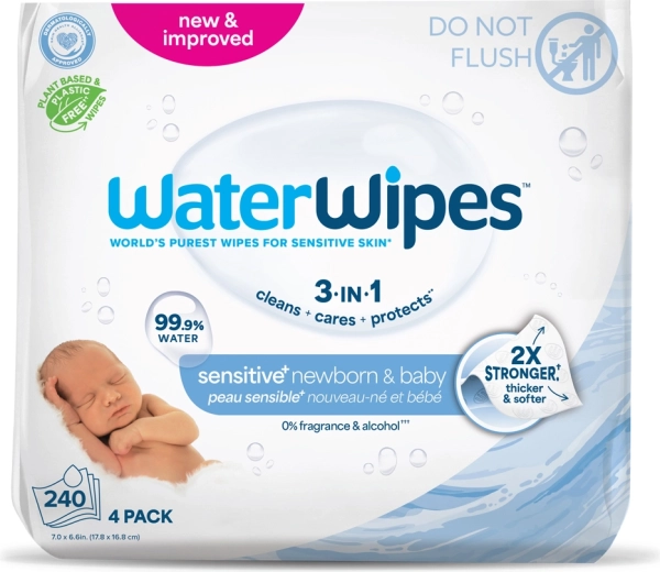 Υγρά μαντηλάκια WaterWipes Newborn & Baby 3σε1, 4×60 τεμ. (240 τεμ.)