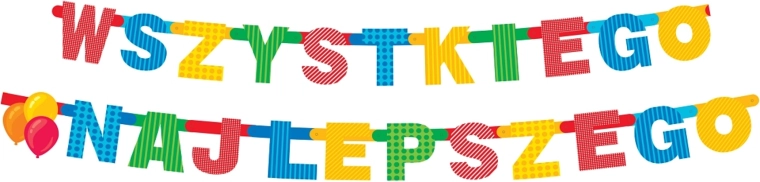 Χάρτινη γιρλάντα γενεθλίων «Wszystkiego Najlepszego» 230 cm - 1 τεμ.