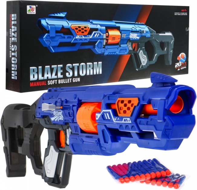 Χειροκίνητο παιδικό blaster BLAZE STORM 8+ με κλείστρο και 20 αφρώδη βλήματα