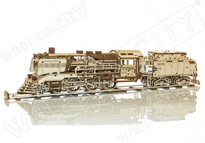 Ξύλινο 3D παζλ WOODEN CITY express με τέντερ και ράγες, 580 κομμάτια