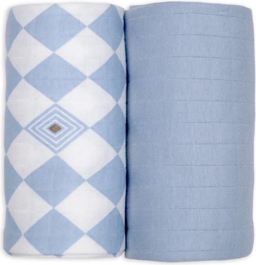 Lodger swaddler από οργανικό βαμβάκι 110 × 110 cm, blue fogg - 2 τεμάχια