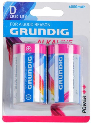 Αλκαλικές μπαταρίες D LR20 GRUNDIG 6000 mAh, 2 τεμ.
