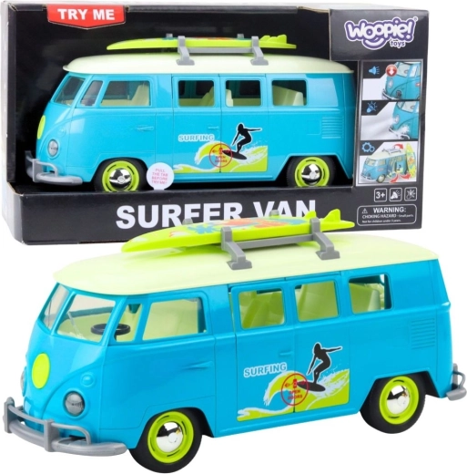 Κλασικό surf bus WOOPIE με φωτισμό και ήχο – μπλε-λευκό μοντέλο
