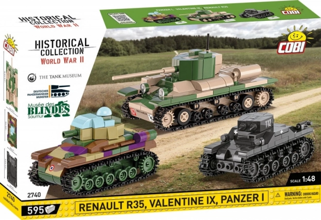 Ιστορικό πλαστικό σετ κατασκευής αρμάτων Renault R35, Valentine IX, Panzer I