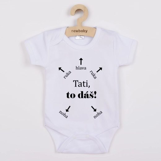 Παιδικό κορμάκι με στάμπα New Baby Tati, to dáš! – κοντό μανίκι