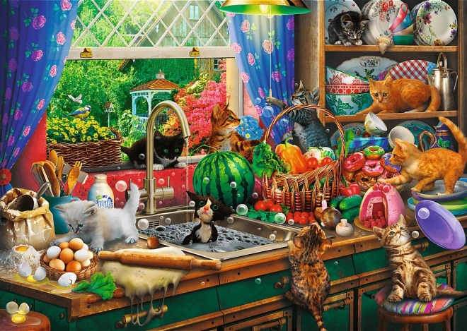 TREFL Puzzle Premium Plus: Ώρα για τσάι με σκανταλιάρικα γατάκια 1000 κομμάτια