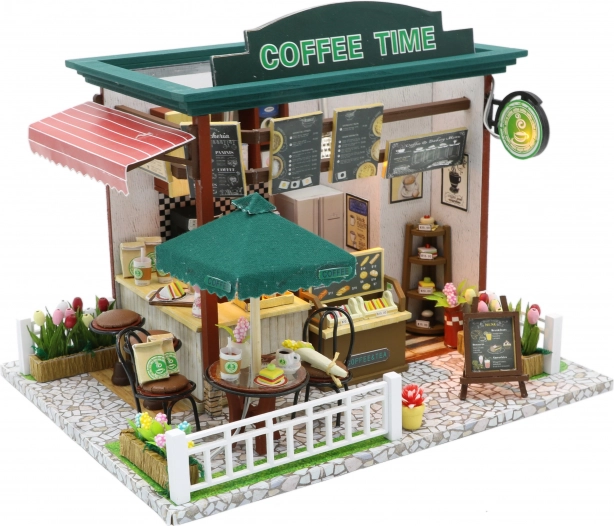 Μινιατούρα καφετέρια Coffee Time – δημιουργικό κιτ κατασκευής με φωτισμό LED