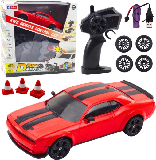 RC drift αυτοκίνητο 4WD με εναλλάξιμους τροχούς – κόκκινο