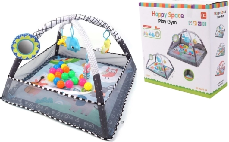 TinyMini Happy Space εκπαιδευτικό στρωματάκι 2σε1 με περίφραξη και μπαλάκια