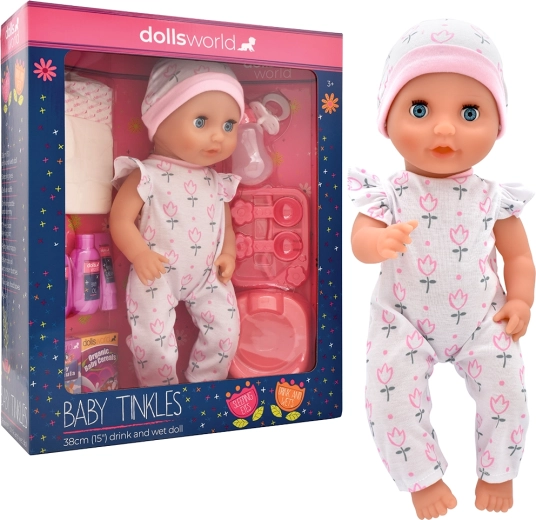 Dolls World μωρό Baby Tinkles 38 cm με λειτουργία πόσης και ούρησης με αξεσουάρ