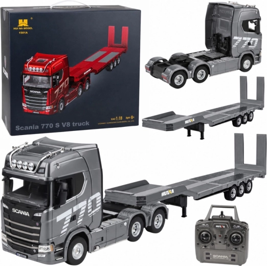 Τηλεκατευθυνόμενο φορτηγό Scania 770S με ρυμουλκούμενο Huina σε κλίμακα 1:18