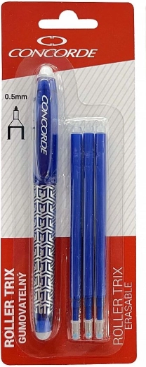 Σβησόμενος roller CONCORDE Trix 0,5 mm, μπλε + 3 ανταλλακτικά