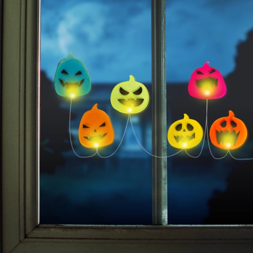 LED διακόσμηση παραθύρου για το Halloween με κολοκύθες, 85 cm