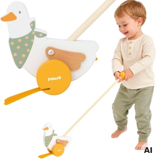 Viga PolarB ξύλινη χήνα ώθησης σε ράβδο για παιδιά 12m+