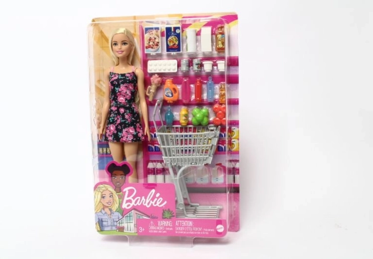 Κούκλα Barbie για ψώνια με καρότσι και αξεσουάρ