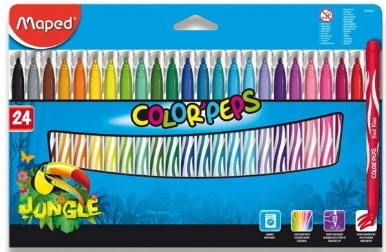 Πλενόμενοι μαρκαδόροι MAPED Color'Peps Jungle, 24 τεμ.