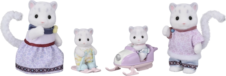 Sylvanian Families οικογένεια χιονόγατων λεοπαρδάλεων με χιονοσκούτερ και σκι
