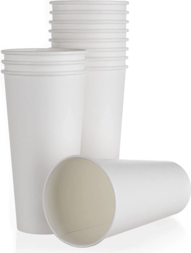 Χάρτινο ποτήρι 500 ml, λευκό, μίας χρήσης (12 τεμ.)