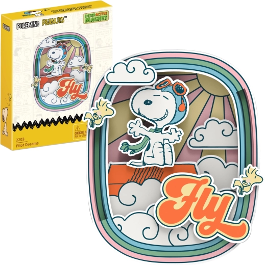 puremind μαγνητικό ξύλινο μοντέλο snoopy peanuts fly – 3d diy διακόσμηση