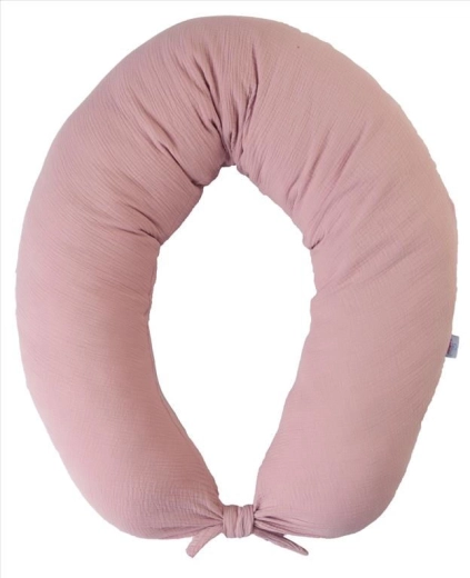 BabyMatex μουσελινέ μαξιλάρι εγκυμοσύνης και θηλασμού Moon 260 cm σε παλ ροζ
