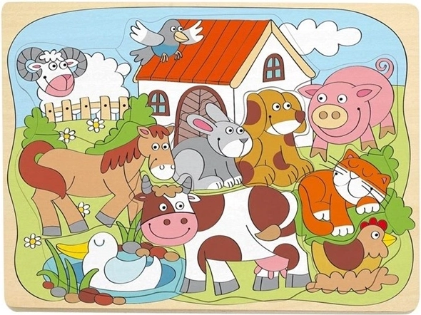 Ξύλινο παζλ τοποθέτησης Woodyland με χαρούμενα κατοικίδια