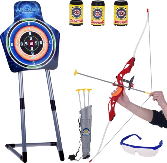 Παιδικό σετ τοξοβολίας Archer με στόχο, βέλη με βεντούζα και τενεκεδάκια