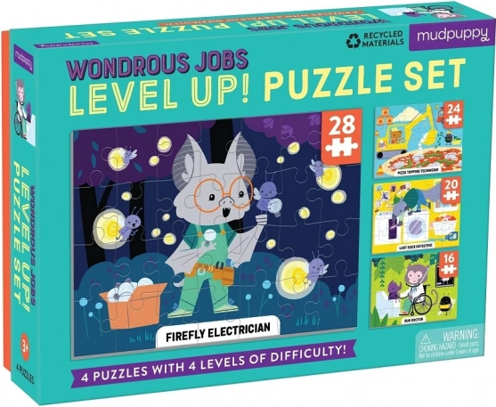 Mudpuppy Level Up! παράξενα επαγγέλματα – παιδικά παζλ 4 σε 1