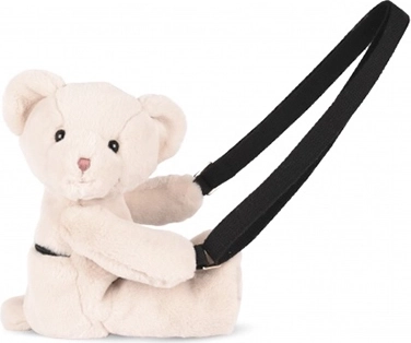 Doudou βελούδινη τσάντα χιαστί με αρκουδάκι μπεζ 30 cm