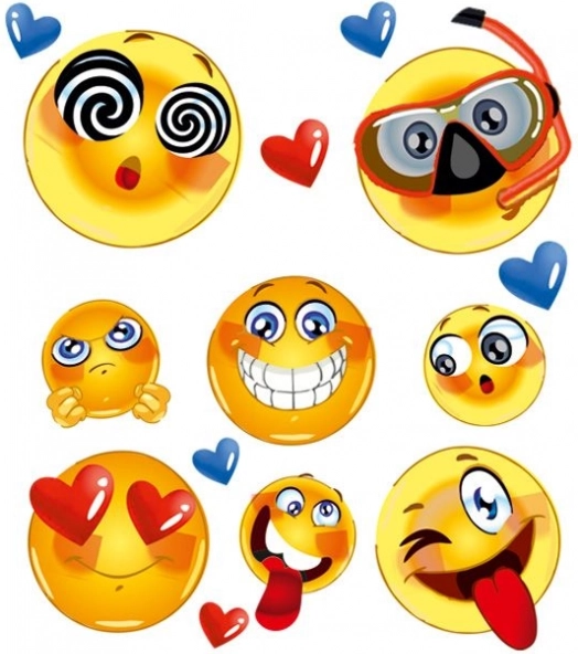 Θερμοκολλητικά αυτοκόλλητα Emoji – μικρό φύλλο 15 × 21 cm