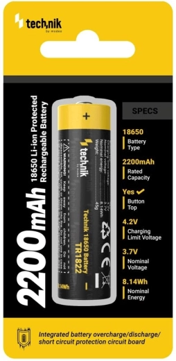 Επαναφορτιζόμενη μπαταρία Technik TR1822 18650 2200 mAh 3,7 V