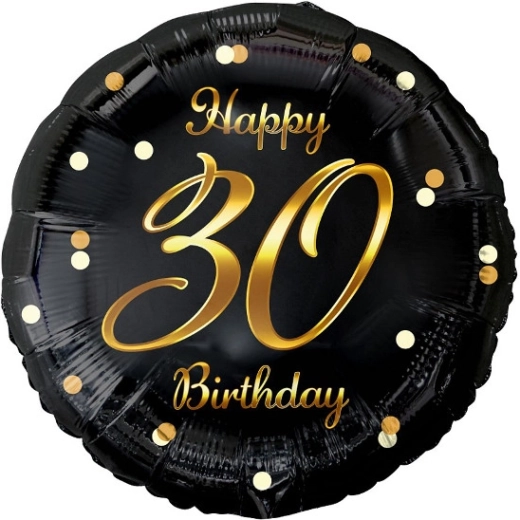 Μπαλόνι από φύλλο Happy 30 Birthday – μαύρο με χρυσή εκτύπωση