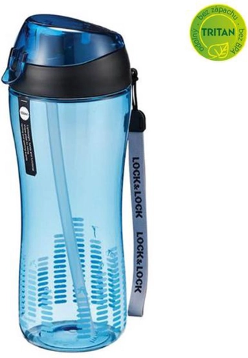Αθλητικό μπουκάλι με κλείσιμο lock 550 ml με σιλικονούχο καλαμάκι – μπλε