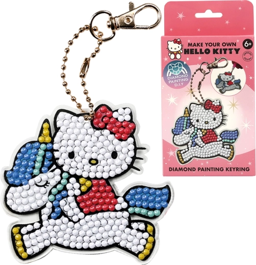 Hello Kitty διαμαντένια ζωγραφική με αριθμούς – μπρελόκ για κλειδιά για παιδιά