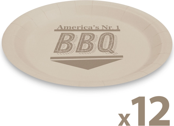 Χάρτινα πιάτα BBQ 23 cm, 12 τεμ.