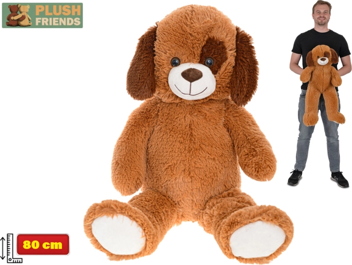Plush Friends μεγάλο λούτρινο σκυλί 80 cm σκούρο καφέ