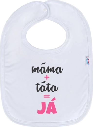 Παιδική σαλιάρα NEW BABY μαμά + μπαμπάς = εγώ – ροζ