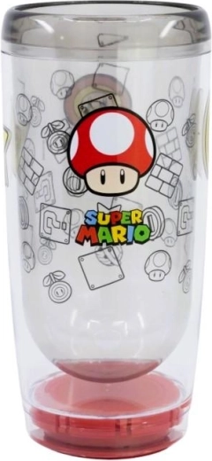Μεγάλο διπλότοιχο ποτήρι Stor Super Mario με Smartgrip κατά της ανατροπής - 1 τεμάχιο